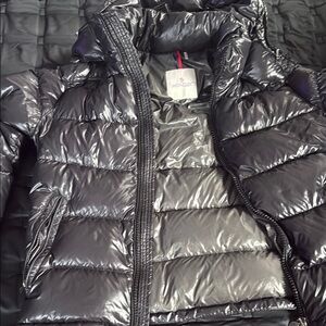 Moncler Black Quilted Puffer Jacket with Glossy Finish
